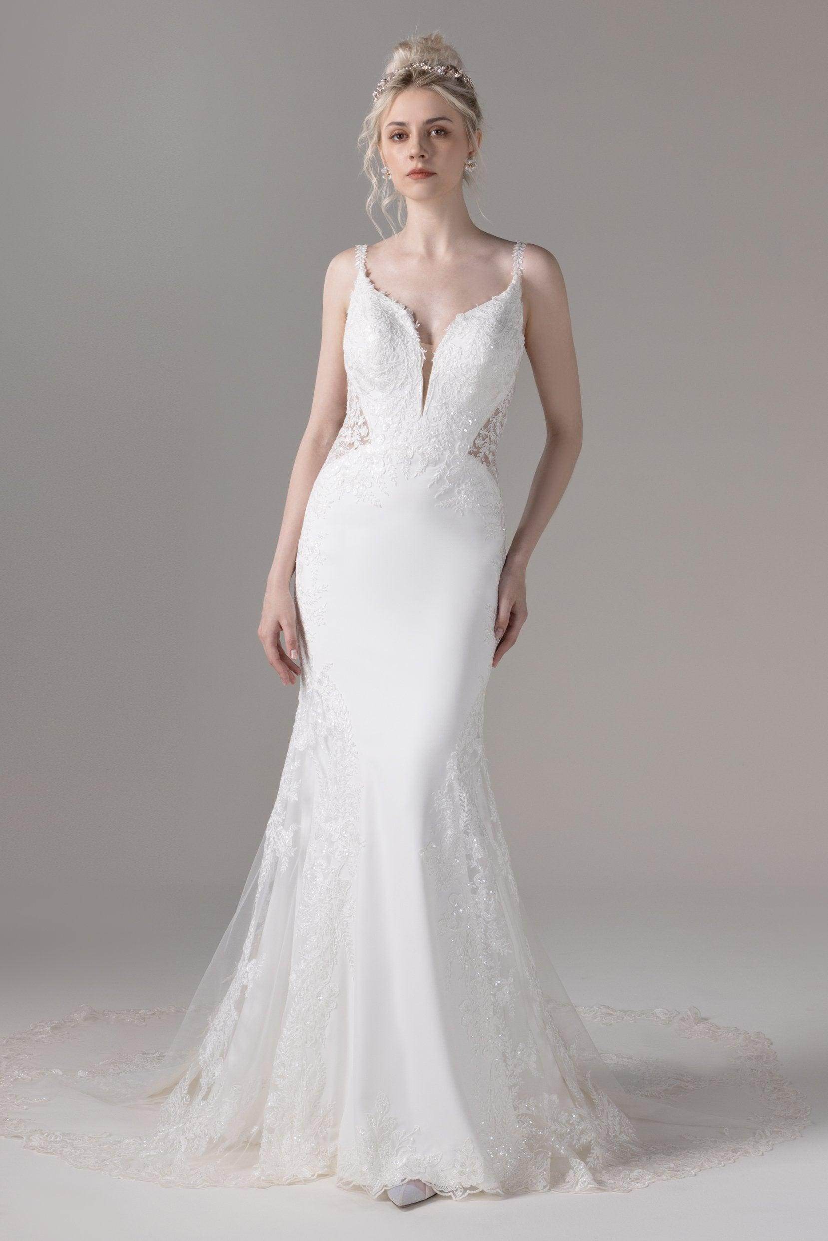 Trumpet-Mermaid Chapel Train Lace Wedding Dress CW2801 - COCOMELODY